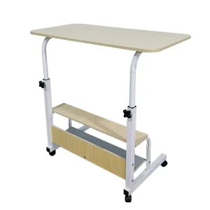 Medical Movable Wooden Height Adjustable Hospital Overbed Dining Table for Patient Use 60x40cm Optional Color