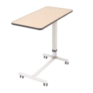 Medical Sturdy Overbed Table Wooden Steel Frame Hospital Equipment Bedside Movable Dining ABS Overbed Table with Wheels