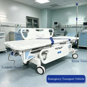Medical Transport Cart Easy Operation Ergonomic Handrail ABS Material Detachable Tray for Hospital Daily Logistics Transfer
