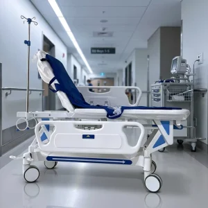 Medical Transport Emergency Trolley OEM Adjustable Gastroenteroscopy Bed Metal Construction 50 lb Load Capacity Ergonomic Design