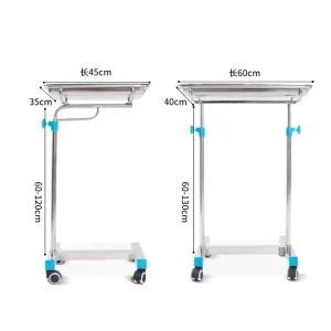 Medical Tray Modern Stainless Steel Mayo Table Trolley with Wheels for Hospital Clinics Schools