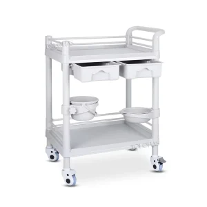 Medical Trolley ABS Plastic Double Layers Multifunctional Shelving Hospital Trolley With Drawers