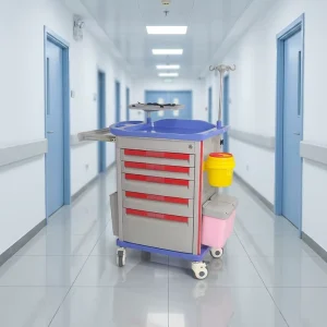 Medical Trolley Cart Hospital Furniture Wheels 304 Stainless Steel Material CE ISO Certified 25 lb Load Capacity Hospital