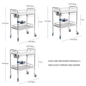 Medical Trolley Stainless Steel 201 304 Hospital Cart Multi Size Medical Utility Cart for Clinic Treatment Storage