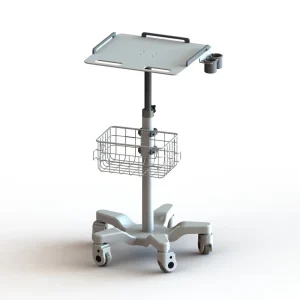 Medical Use Low Center of Gravity Height Adjustable ECG Trolley with Scanner Hanging Cup