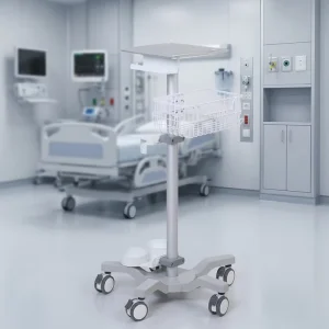 Medical Ventilator Trolley Aluminum Alloy Mobile Monitor Stand Oxygen Tank Holder Basket Silent Casters Hospital ICU
