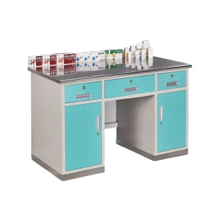 Medicine Storage Cabinet Hospital Pharmacy & Clinic Dispensing Counter with Stainless Steel Base and Casters