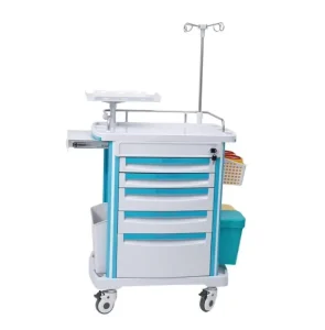 Medicine Trolley Cart Medical Hospital Furniture ABS Emergency Medical Trolley Cart for Hospital Clinic
