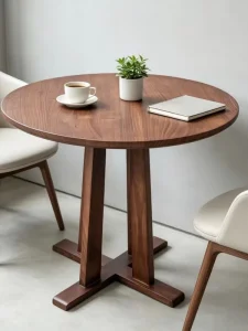 Medieval Style Round Elm Solid Wood Vintage Dining Coffee Table for Small Apartments Guesthouses Hotels Home Furniture