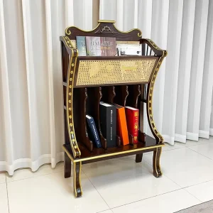 Medieval-Style Solid Wood Shelving Unit Minimalist Study Book and Magazine Rack Living Room Sofa Side Table