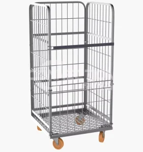 Medium Duty Foldable Multi functional Storage Transport Galvanized Metal Commercial Wire Mesh Hotel Laundry Trolley