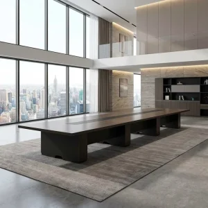 Meeting Table Central Cable Hub E1 Particle Board Dual User Executive Desk Modern Boardroom Furniture Desk