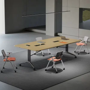 Mekia Solid Wood Conference Table Modern Design Adjustable Eco Friendly Multi Functional Metal Legs for Office Commercial Hotel
