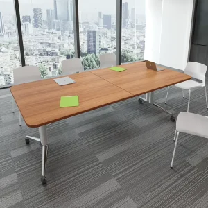Mekia Solid Wood Modern Conference Table Adjustable Eco Friendly Foldable Multi Functional Dining for Home Office Hotel Use