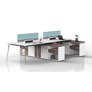 Melamine Office Workstation with File Cabinet Space Saving Desk System Modular Units for 2 4 6 8 Person Office Solution