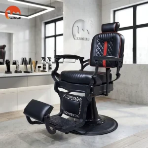 Men Classics Retro Black Leather Fotel Fryzjerski Hydraulic Pump Shaving Beauty Barber Chair for Hair Salon