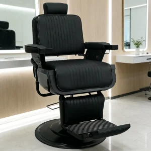 Men Modern Black Hairdressing Chair Armrests Put Down Lift Salon Furniture Barber Chair for Hair Salon