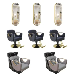 Men’s All Black Barber Chair Frame Beauty Salon Equipment Set Furniture Salon Hairdressing Barber Chairs