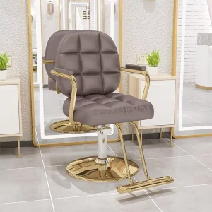 Men’s Barber Chair with Massage Feature PU Leather & Metal Base for Salon Use