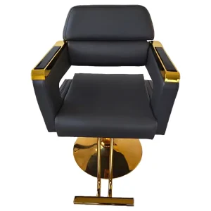 Men’s Hairdressing Chair Black Gold Hydraulic Lift Barber Chair 360 Degree Rotation Height Adjustable Stainless Workshop