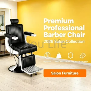 Men’s Luxury Modern Reclining Barber Chair with Heavy Duty Pump Height Adjustable for Barbershop and Living Room