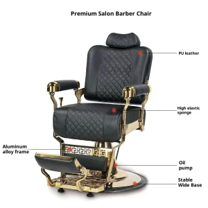 Men’s Oil Head Barber Chair Modern Design Metal Iron Base Living Room Swivel Reclining Adjustable Height Leather Seat Hydraulic