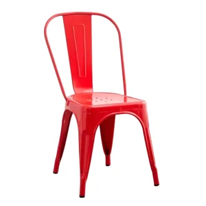 Metal Banquet Chair Outdoor Events Garden Heavy Duty Stacking Industrial Iron Chair Red Park Home Bar Apartment