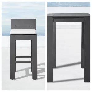 Metal Bar Set Weather resistant Aluminum Barstools and Tables Patio Garden Hotel Bar Furniture