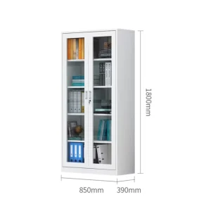 Metal Cabinet Storage 2 Swing Door Office Cupboard Furniture Customized Glass 2 Doors Steel Filing Cabinet Storage with Shelf