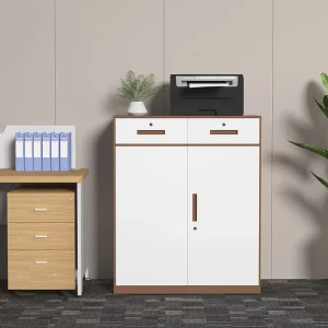 Metal Coffee Color and White File Cabinet Office Furniture Steel School Enterprise Unit Storage Filing Cabinet 2 Doors 2 Drawers
