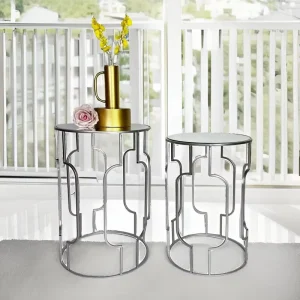 Metal Coffee Table Set of 2 Gold Iron Eco friendly Side Table Modern Home Decor Furniture Living Room Bedroom