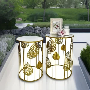 Metal Coffee Table Set of 2 Gold Luxury Iron Eco friendly Modern Home Decor Furniture for Living Room Bedroom