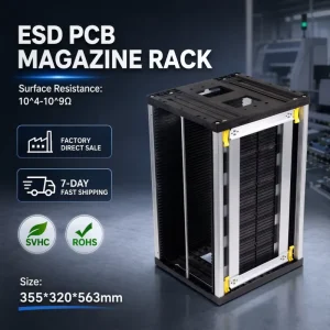 Metal ESD PCB Magazine Rack 355x320x563mm Screw Assembly 50-250mm Adjustable Corrosion Protection SMT Storage