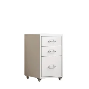 Metal Filing Cabinet 3-Drawers Filing Cabinet Office Furniture Movable Tool Cabinet with Lock for Office Home School Hospital