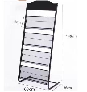 Metal Floor Magazine Brochure Greeting Card Display Stand Minimalist Design Newspaper Rack Storage Shelf Customizable