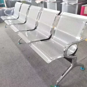 Metal Frame Airport Waiting Chair for Public Area Stainless Steel 1.2mm Beam Comfortable Public Waiting Chair