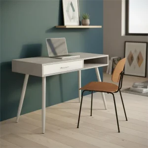 Metal Frame Computer Desk Modern Office Table with Drawers for iphone ipad macbook air Home Computer Desk