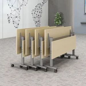 Metal Frame Foldable Training Table Conference Table Movable Training Table with Wheels