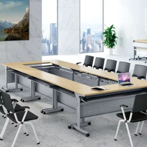 Metal Frame Foldable Training Table With Wheels Folding Table Legs