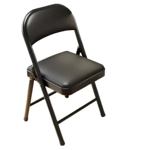 Metal Frame Folding Chair for Restaurant and Outdoor Use Commercial Dining Chair Black