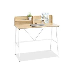 Metal Frame Modern Style Computer Desk with Drawer Home Office Writing Desk Laptop Study Table Home Study Room and Office