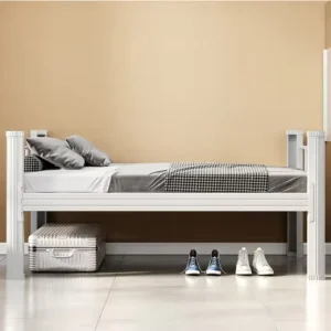 Metal Frame Single Bed Dormitory Comfortable Bed Minimalist Modern Style