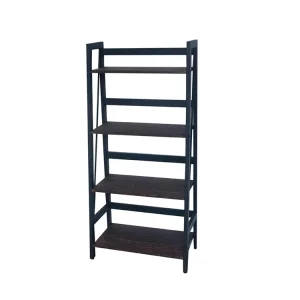 Metal Frame Teak Bookshelves for Home Office and Study Room