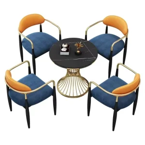 Metal Frame Waiting Living Room Sofa Chair and Table for Reception Waiting Area Dining Coffee Room Chair Table Sets