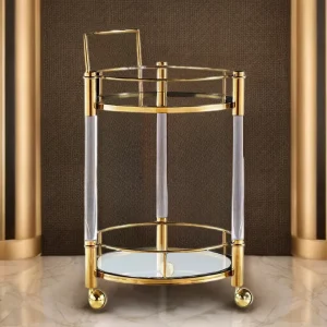 Metal Iron Trolley Bar Cart Modern Hotel Restaurant Mobile Storage Trolley Kitchen Food Cart