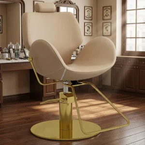 Metal Lift and Rotate Barber Chair with Height Adjustable Feature Modern Minimalist Design for Hair Salons and Spa Styling