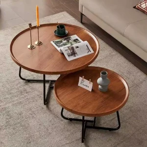 Metal Living Room Modern Design Wooden Furniture Small Round Tea Coffee Table