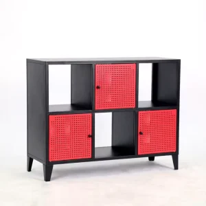 Metal Living Room Storage Side Console Rack Cabinet Small Sideboard Cabinet with Open Cube Display Bookcase