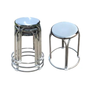 Metal Round Bar Stool Chairs Industrial Stackable Pub Seating Stainless Steel Dining Stool for Home Outdoor School Restaurant