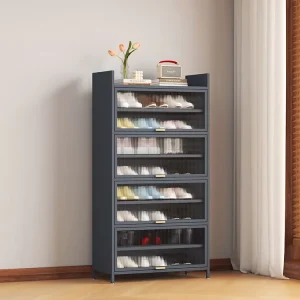 Metal Shoe Cabinet with Transparent Door Metal Shoe Storage Rack 9 Layer Shoe Rack Cabinet Shoe Rack Organizer for Home Bedroom